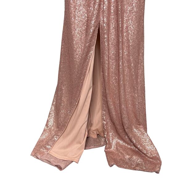 Adrianna Papell Blush Sequin Popover Sleeveless Maxi Gown 6 - Picture 10 of 11